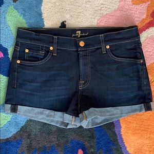 7 For All Mankind Darkest Wash Denim Shorts